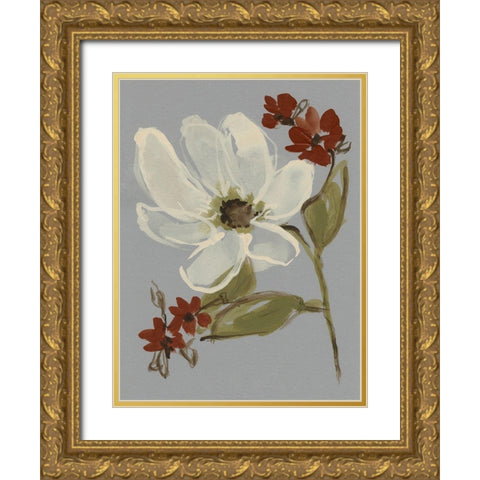 Subdued Floral I Gold Ornate Wood Framed Art Print with Double Matting by Goldberger, Jennifer