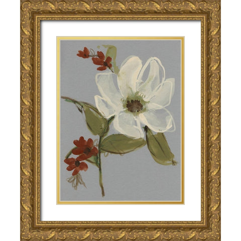 Subdued Floral II Gold Ornate Wood Framed Art Print with Double Matting by Goldberger, Jennifer