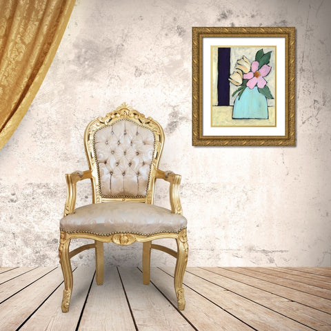 Distressed Bouquet I Gold Ornate Wood Framed Art Print with Double Matting by Moore, Regina