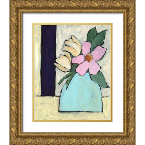 Distressed Bouquet I Gold Ornate Wood Framed Art Print with Double Matting by Moore, Regina