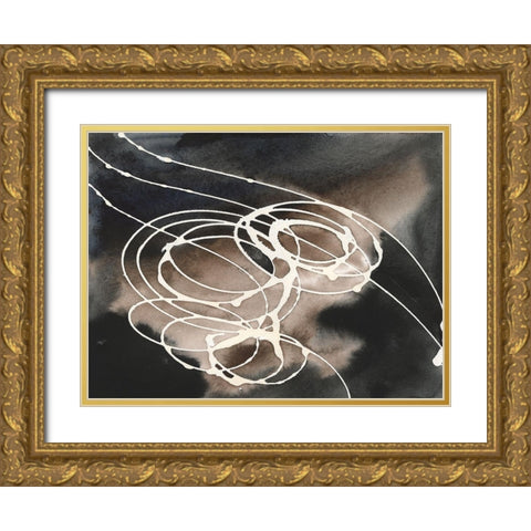 Midnight Swirl I Gold Ornate Wood Framed Art Print with Double Matting by Moore, Regina