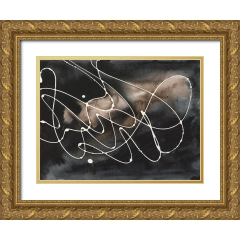 Midnight Swirl III Gold Ornate Wood Framed Art Print with Double Matting by Moore, Regina