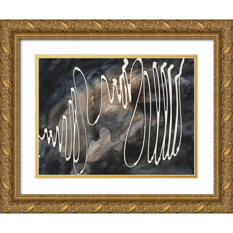 Midnight Swirl IV Gold Ornate Wood Framed Art Print with Double Matting by Moore, Regina