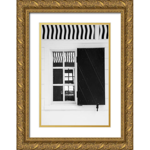 Black and White Windows and Shadows V Gold Ornate Wood Framed Art Print with Double Matting by DeNardo, Laura