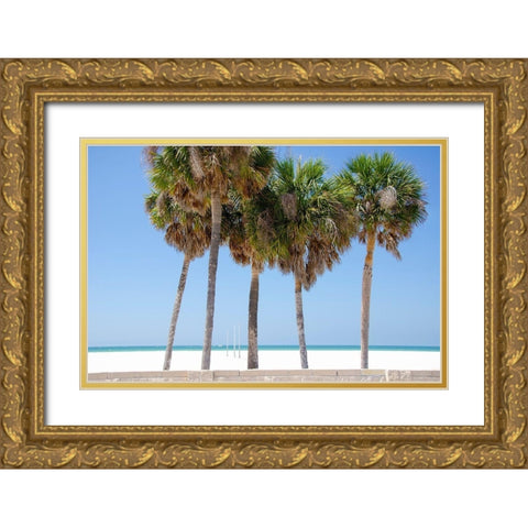 Coastal Palms I Gold Ornate Wood Framed Art Print with Double Matting by DeNardo, Laura