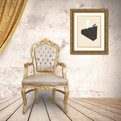 Steel Sequin with Bird III Gold Ornate Wood Framed Art Print with Double Matting by Green, Jacob