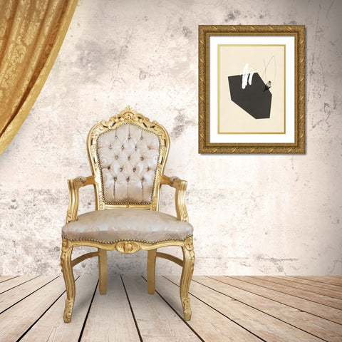 Steel Sequin with Bird IV Gold Ornate Wood Framed Art Print with Double Matting by Green, Jacob