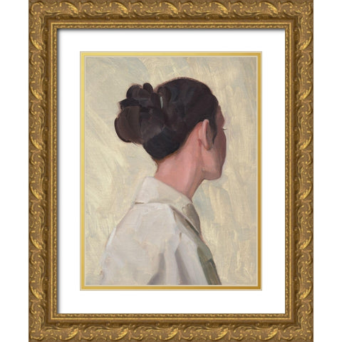 Female Portrait I Gold Ornate Wood Framed Art Print with Double Matting by Green, Jacob