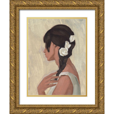Female Portrait II Gold Ornate Wood Framed Art Print with Double Matting by Green, Jacob
