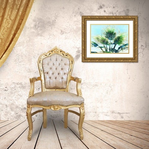 Pleasant Palms II Gold Ornate Wood Framed Art Print with Double Matting by Saunders, Alonzo