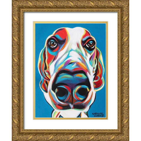 Nosey Dog I Gold Ornate Wood Framed Art Print with Double Matting by Vitaletti, Carolee