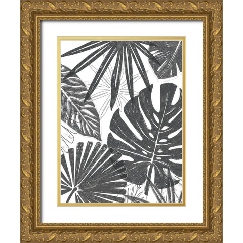 Palm Shadows II Gold Ornate Wood Framed Art Print with Double Matting by Vess, June Erica