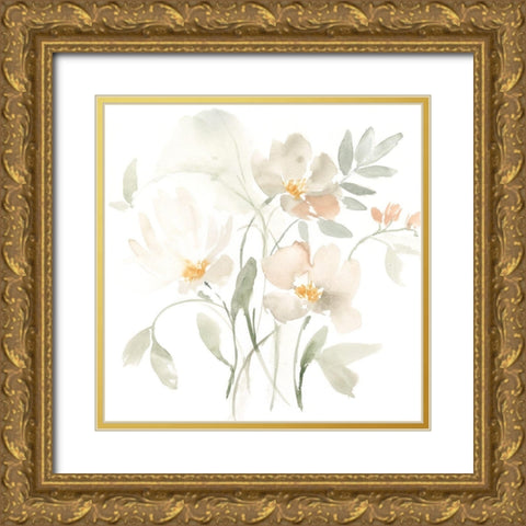 Whispering Petals I Gold Ornate Wood Framed Art Print with Double Matting by Goldberger, Jennifer