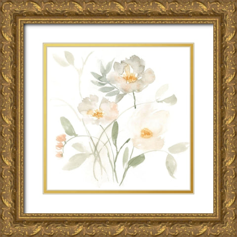 Whispering Petals II Gold Ornate Wood Framed Art Print with Double Matting by Goldberger, Jennifer