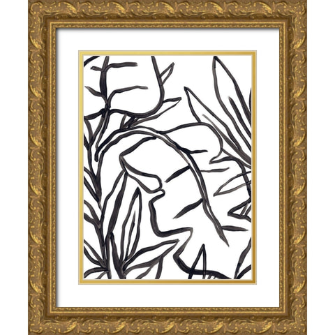 Naive Foliage I Gold Ornate Wood Framed Art Print with Double Matting by Vess, June Erica