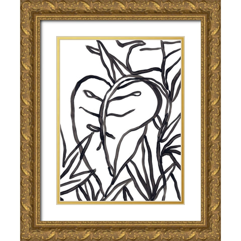 Naive Foliage II Gold Ornate Wood Framed Art Print with Double Matting by Vess, June Erica