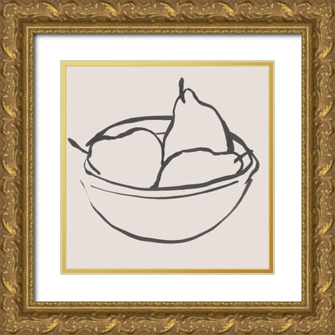 Simple Pear II Gold Ornate Wood Framed Art Print with Double Matting by Warren, Annie