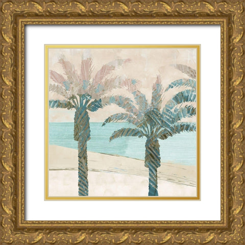 Retro Palms I Gold Ornate Wood Framed Art Print with Double Matting by Kouta, Flora