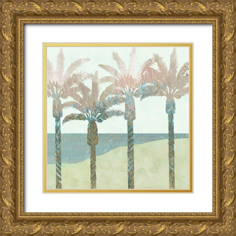 Retro Palms II Gold Ornate Wood Framed Art Print with Double Matting by Kouta, Flora