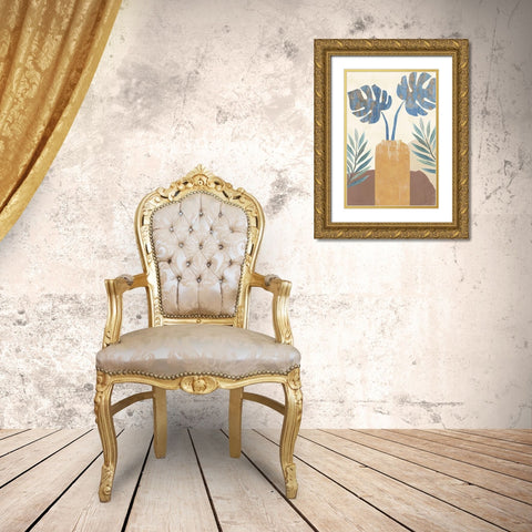 Indigo Yellow Still Life II Gold Ornate Wood Framed Art Print with Double Matting by Kouta, Flora