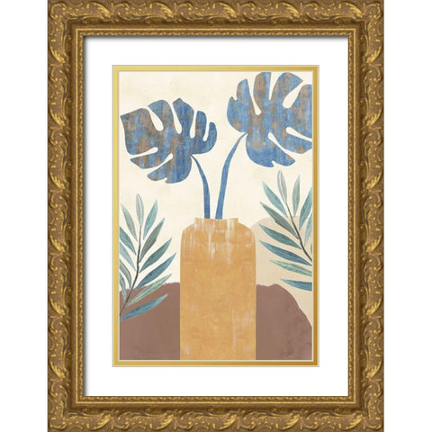 Indigo Yellow Still Life II Gold Ornate Wood Framed Art Print with Double Matting by Kouta, Flora
