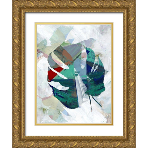 Monstera V Gold Ornate Wood Framed Art Print with Double Matting by Cartissi