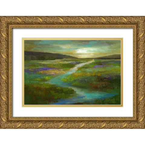 Wetlands in Autumn Gold Ornate Wood Framed Art Print with Double Matting by Finch, Sheila