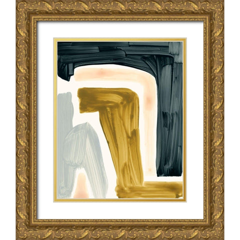 Brushy Shapes III Gold Ornate Wood Framed Art Print with Double Matting by Barnes, Victoria