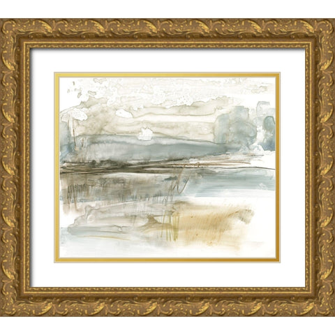 Stark Neutral Landscape I Gold Ornate Wood Framed Art Print with Double Matting by Goldberger, Jennifer