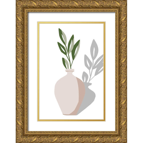 Vase and Stem V Gold Ornate Wood Framed Art Print with Double Matting by Wang, Melissa