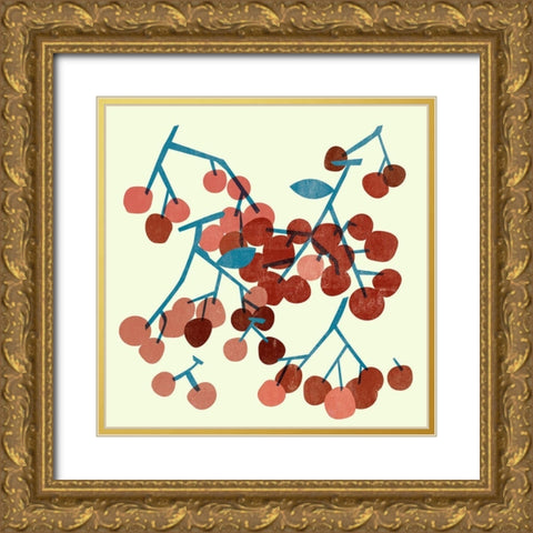 Sweet Cherries I Gold Ornate Wood Framed Art Print with Double Matting by Wang, Melissa