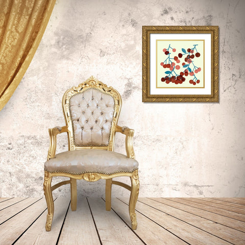 Sweet Cherries II Gold Ornate Wood Framed Art Print with Double Matting by Wang, Melissa