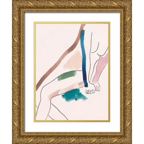 Seated Female Figure I Gold Ornate Wood Framed Art Print with Double Matting by Wang, Melissa