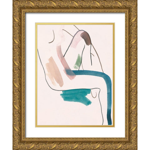 Seated Female Figure II Gold Ornate Wood Framed Art Print with Double Matting by Wang, Melissa