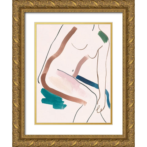 Seated Female Figure III Gold Ornate Wood Framed Art Print with Double Matting by Wang, Melissa