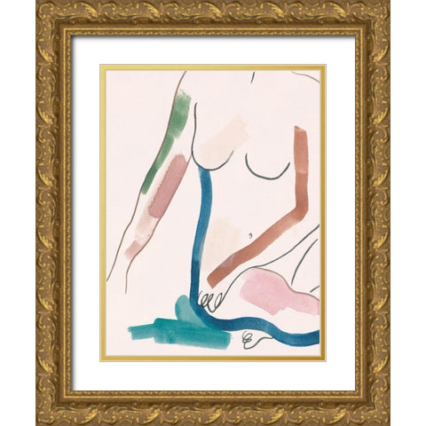 Seated Female Figure IV Gold Ornate Wood Framed Art Print with Double Matting by Wang, Melissa