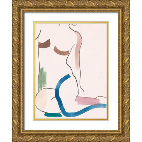 Seated Female Figure V Gold Ornate Wood Framed Art Print with Double Matting by Wang, Melissa