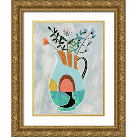 Collage Vase III Gold Ornate Wood Framed Art Print with Double Matting by Wang, Melissa