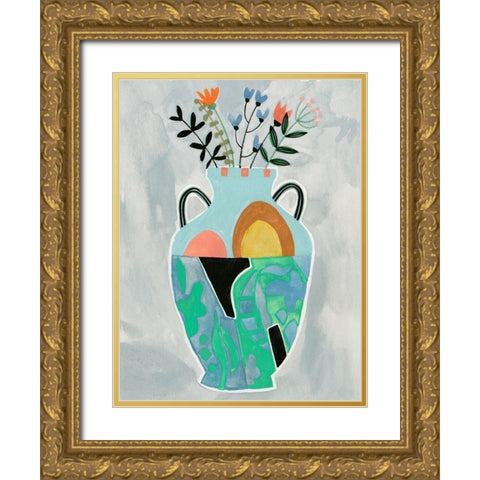 Collage Vase IV Gold Ornate Wood Framed Art Print with Double Matting by Wang, Melissa