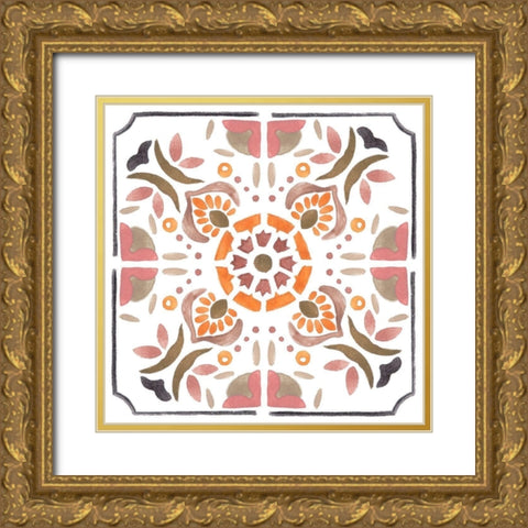 Summertime Ceramic V Gold Ornate Wood Framed Art Print with Double Matting by Wang, Melissa