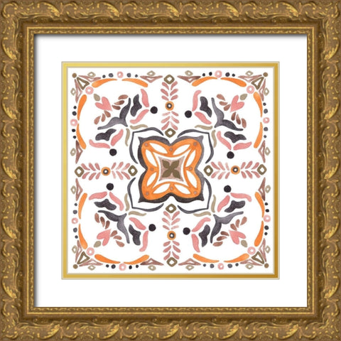 Summertime Ceramic VI Gold Ornate Wood Framed Art Print with Double Matting by Wang, Melissa