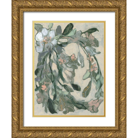 Cascading Bouquet I Gold Ornate Wood Framed Art Print with Double Matting by Goldberger, Jennifer