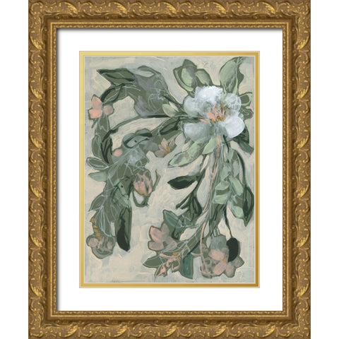 Cascading Bouquet II Gold Ornate Wood Framed Art Print with Double Matting by Goldberger, Jennifer