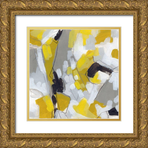 Citron Confetti I Gold Ornate Wood Framed Art Print with Double Matting by Vess, June Erica