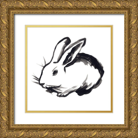 Winter Rabbit II Gold Ornate Wood Framed Art Print with Double Matting by Vess, June Erica