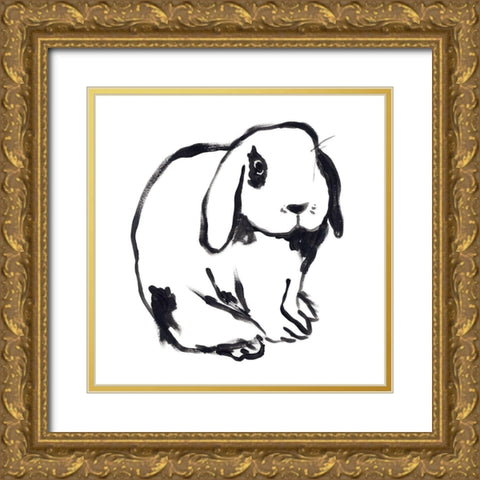 Winter Rabbit III Gold Ornate Wood Framed Art Print with Double Matting by Vess, June Erica