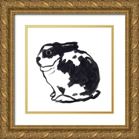 Winter Rabbit IV Gold Ornate Wood Framed Art Print with Double Matting by Vess, June Erica
