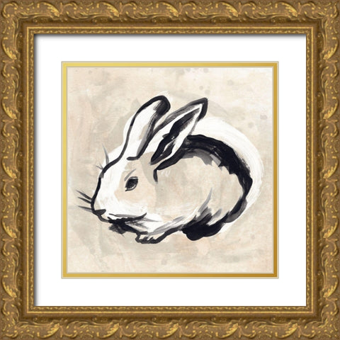 Antique Rabbit II Gold Ornate Wood Framed Art Print with Double Matting by Vess, June Erica