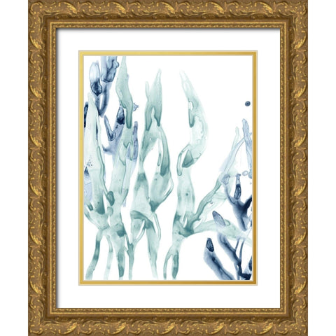 Blue Kelp III Gold Ornate Wood Framed Art Print with Double Matting by Vess, June Erica