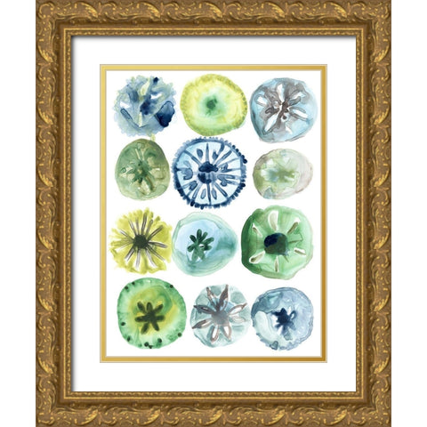 Sea Urchin Assortment II Gold Ornate Wood Framed Art Print with Double Matting by Vess, June Erica